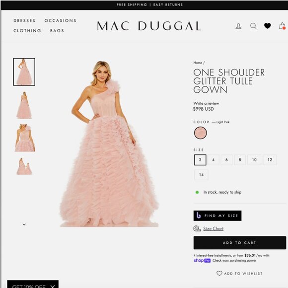 NEW $998 Mac Duggal [ 2 ] Corset One Shoulder Glitter Tulle Gown Light Pink Q754 - Picture 3 of 15